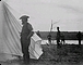 Prisoner Louis Riel in the camp of Major-General Frederick Middleton, 1885