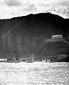Photograph of the S.S. MARSLAND on the rocks at the entrance to St. John's, Newfoundland, 1933