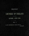 Cover of volume one of the Commission of Inquiry into the wreck of the EMPRESS OF IRELAND
