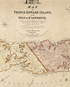 Carte intitulée MAP OF PRINCE EDWARD ISLAND, IN THE GULF OF ST. LAWRENCE, COMPRISING THE LATEST TOPOGRAPHICAL INFORMATION AFFORDED BY THE SURVEYOR GENERALS OFFICE AND OTHER AUTHENTIC SOURCES, 1859
