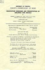 Couverture du programme des exercices lors de la remise des diplômes du Toronto Conservatory of Music, en 1946