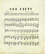 Première page de la partition pour piano et voix de OUR GIFTS de Glenn Gould