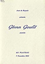 Programme du récital donné à la salle Le Plateau, à Montréal, en 1955