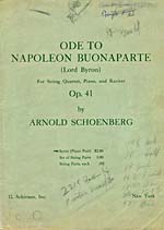 Couverture de la partition de l'ODE TO NAPOLEON BUONAPARTE d'Arnold Schoenberg