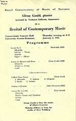 Programme du récital donné au Royal Conservatory of Music of Toronto le 4 janvier 1951