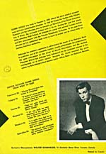 Verso du feuillet publicitaire annonçant les débuts de Gould à New York le 11 janvier 1955