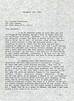 Première page d'une lettre de Glenn Gould à Leonard Bernstein