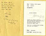 Pages intérieures de l'itinéraire et des notes sur les activités de Glenn Gould à Londres, en Angleterre, du 16 au 21 août 1959