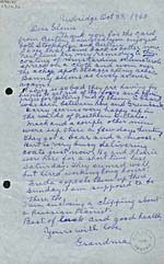 Lettre écrite à la main que la grand-mère de Glenn Gould lui a envoyée en 1958