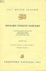 Programme du concert donné au Festival de Stratford le 23 juillet 1961