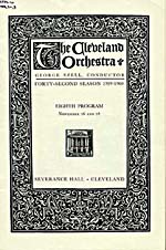 Couverture du programme du concert du Cleveland Orchestra donné les 26 et 28 novembre 1959