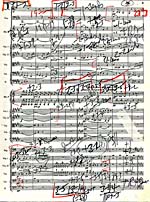Page annotée de la partition de SIEGFRIED IDYLL de Richard Wagner