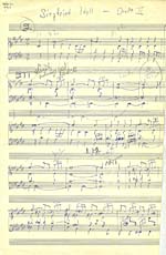 Manuscrit de la transcription pour piano de Gould de L'IDYLLE DE SIEGFRIED de Richard Wagner, ébauche 2, 1973
