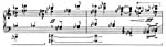 Exemple 4, deux mesures de VARIATION 3 de VARIATIONS POUR PIANO de Jacques Hétu