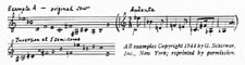 Exemple A des annotations musicales de Gould au sujet du CONCERTO POUR PIANO ET ORCHESTRE, OP. 42, de Schönberg