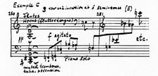 Exemple C des annotations musicales de Gould au sujet du CONCERTO POUR PIANO ET ORCHESTRE, OP. 42, de Schönberg