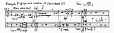 Exemple F des annotations musicales de Gould au sujet du CONCERTO POUR PIANO ET ORCHESTRE, OP. 42, de Schönberg