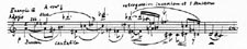 Exemple G des annotations musicales de Gould au sujet du CONCERTO POUR PIANO ET ORCHESTRE, OP. 42, de Schönberg