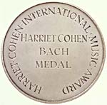 Avers de la médaille Harriet Cohen pour une interprétation de Bach, remportée en 1959