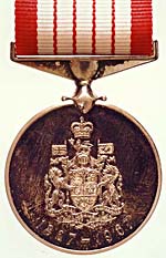 Revers de la médaille de la Confédération canadienne, remportée en 1967
