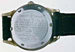 Dos de la montre OMEGA portant l'inscription OFFERTE PAR LA VILLE DE TORONTO À GLENN GOULD
